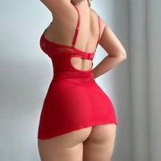 Embroidered Lace Nightgown & Thong Set