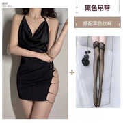Sexy Lingerie, Sexy Chain Strap Nightgown, Passionate Temptation, Sexy Uniform, Deep V Strap, Open Crotch, No-Take-Off Set