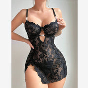 Embroidered Lace Nightgown & Thong Set
