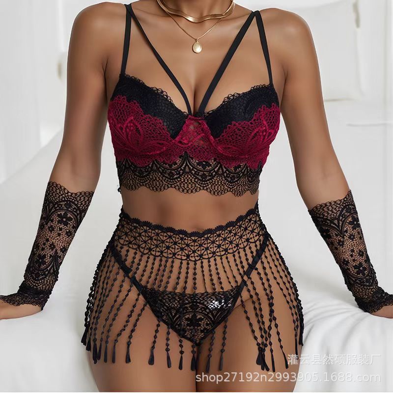 Sexy Lingerie, Black Silk Tassel Skirt, Lace Suit, Hot Girl's Passion, No Need to Take Off, Plus Size Fat Girl's Midnight Passion