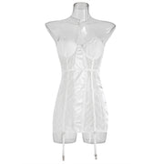 Lace Wrap Chest Steel Ring Lingerie Dress