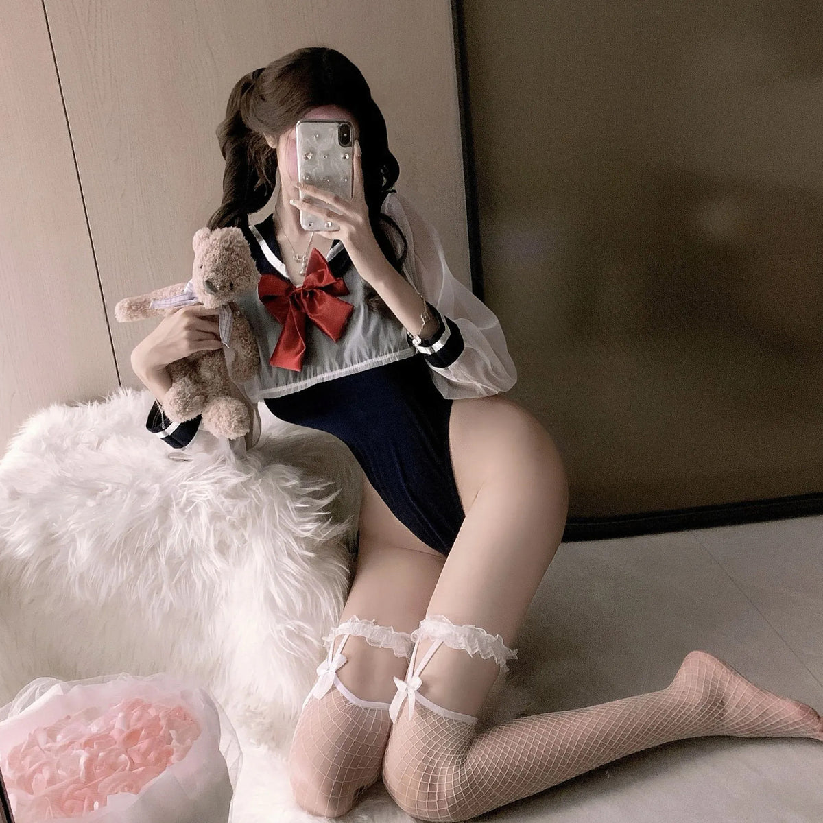 Sailor Uniform Sheer Lingerie Set