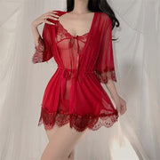 Sheer Mesh Lace Sling Nightdress Flirting Set