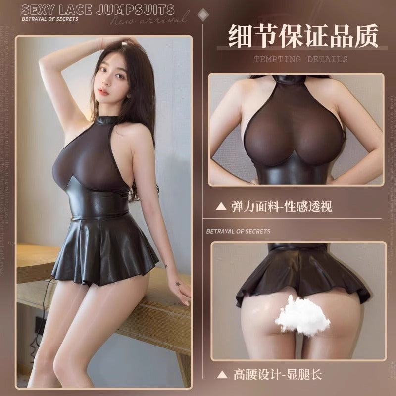 Sexy Lingerie 2025 New Secretary Uniform Set See-Through Maid Date Outfit Small Bust Nightgown Flirting Qqny